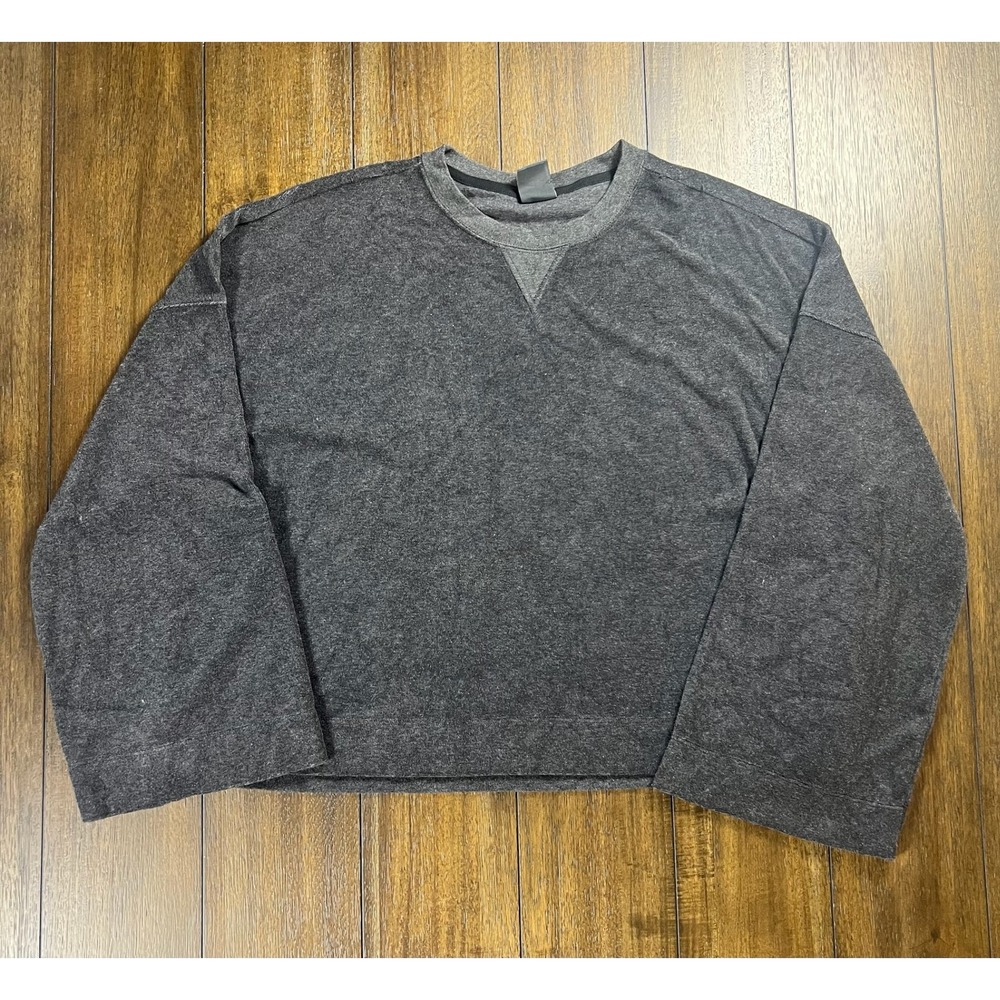 Nike Dri-FIT Womens XXL Dark Gray Heathered Boxy Long Sleeve Crew Neck Top